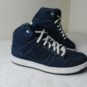 DC Hi Top Sneakers Women's 10 Blue Denim XT SE Skate Shoes